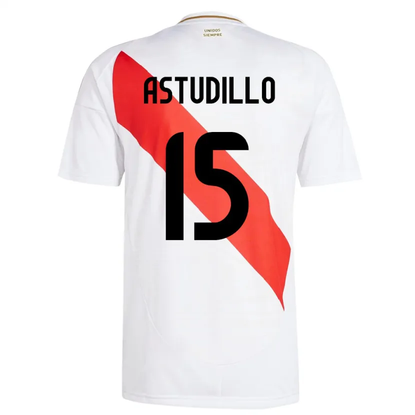 Danxen Mann Peru Julinho Astudillo #15 Hvit Hjemmetrøye Drakt Trøye 24-26 Skjorter T-Skjorte
