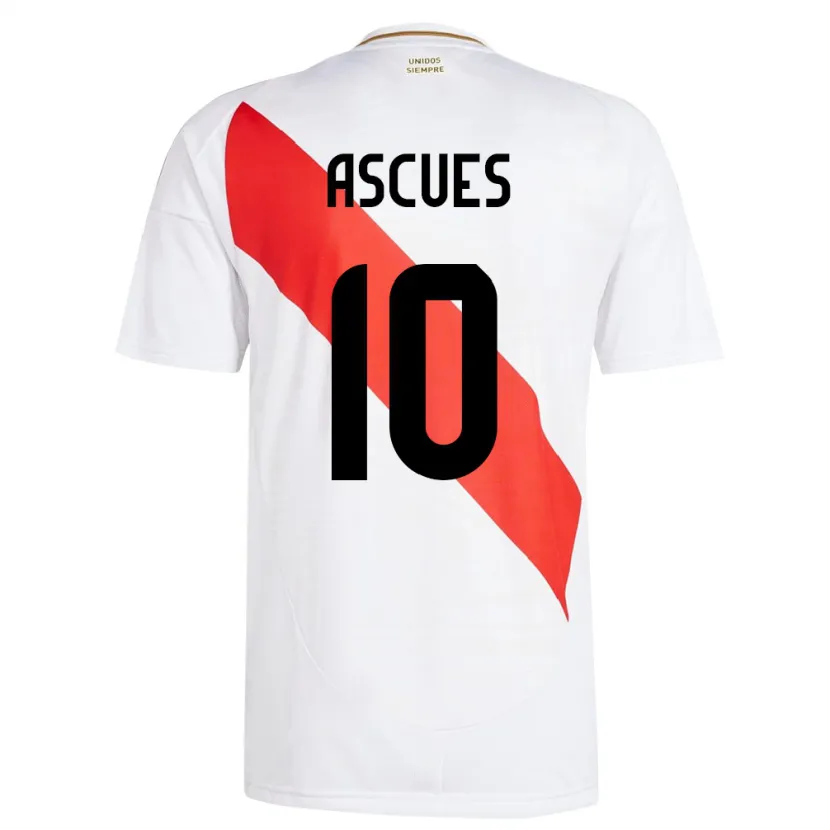 Danxen Mann Peru Adrián Ascues #10 Hvit Hjemmetrøye Drakt Trøye 24-26 Skjorter T-Skjorte