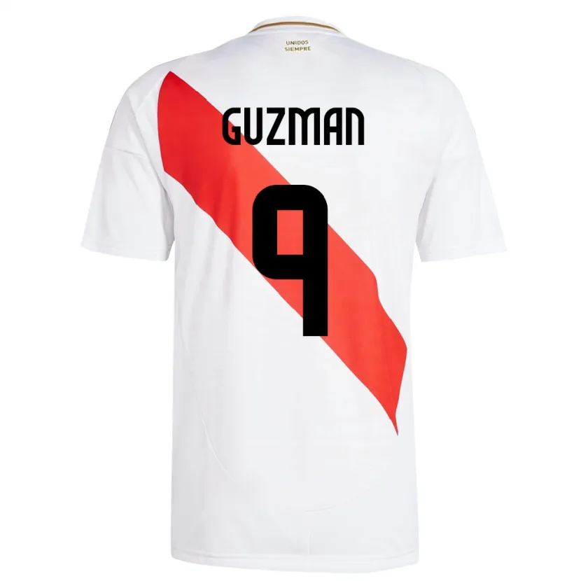 Danxen Mann Peru Víctor Guzmán #9 Hvit Hjemmetrøye Drakt Trøye 24-26 Skjorter T-Skjorte