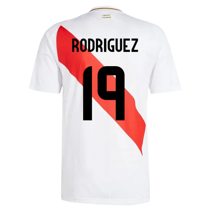 Danxen Mann Peru Mateo Rodríguez #19 Hvit Hjemmetrøye Drakt Trøye 24-26 Skjorter T-Skjorte