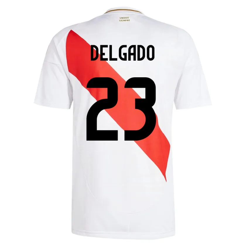 Danxen Mann Peru Valentino Delgado #23 Hvit Hjemmetrøye Drakt Trøye 24-26 Skjorter T-Skjorte