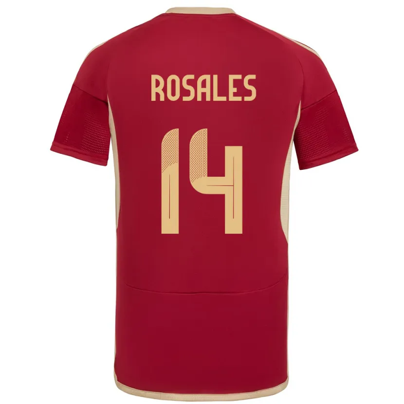 Danxen Mann Venezuela Roberto Rosales #14 Burgunder Hjemmetrøye Drakt Trøye 24-26 Skjorter T-Skjorte