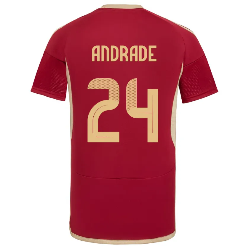 Danxen Mann Venezuela Kervin Andrade #24 Burgunder Hjemmetrøye Drakt Trøye 24-26 Skjorter T-Skjorte