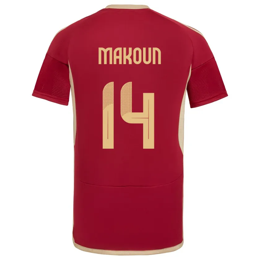 Danxen Mann Venezuela Christian Makoun #14 Burgunder Hjemmetrøye Drakt Trøye 24-26 Skjorter T-Skjorte