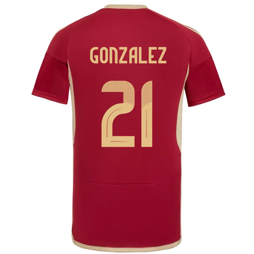 Danxen Mann Venezuela Alexander González #21 Burgunder Hjemmetrøye Drakt Trøye 24-26 Skjorter T-Skjorte