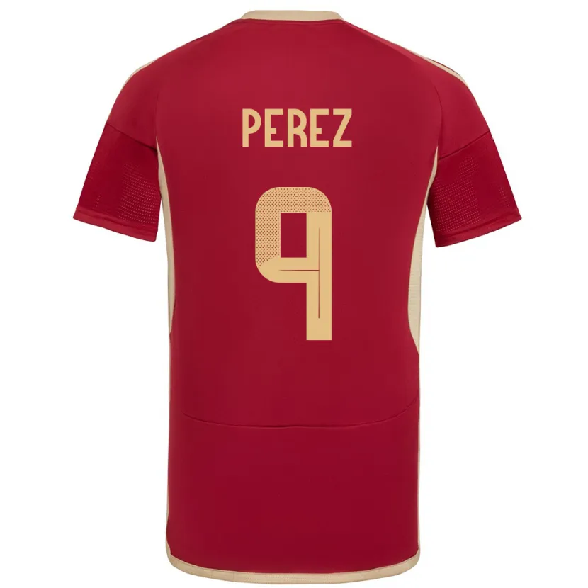 Danxen Mann Venezuela Daniel Pérez #9 Burgunder Hjemmetrøye Drakt Trøye 24-26 Skjorter T-Skjorte