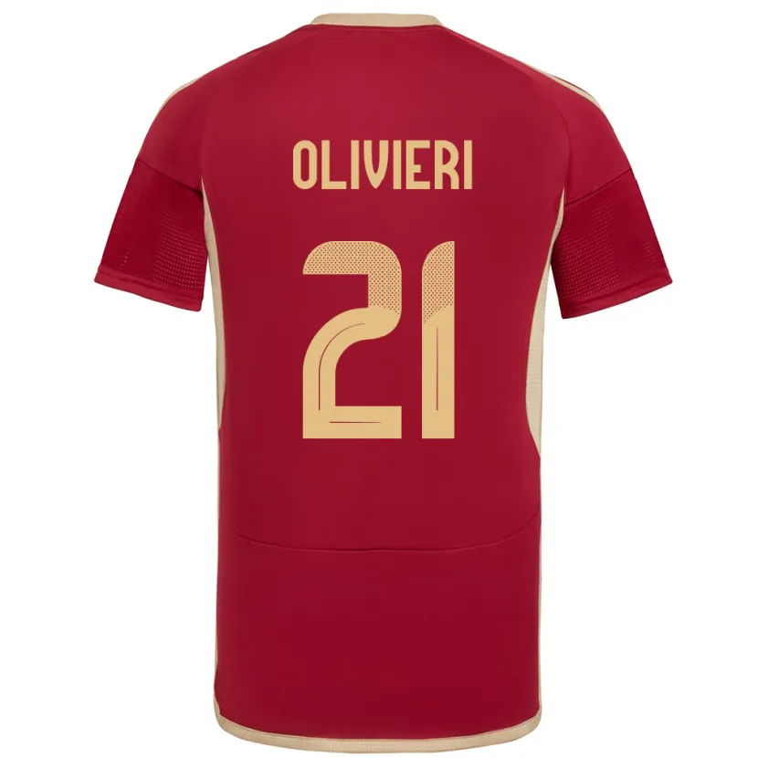 Danxen Mann Venezuela Bárbara Olivieri #21 Burgunder Hjemmetrøye Drakt Trøye 24-26 Skjorter T-Skjorte