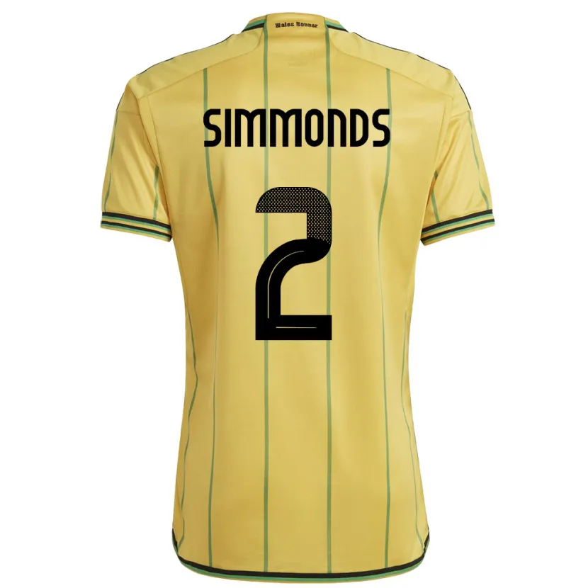 Danxen Mann Jamaica Nicholas Simmonds #2 Gul Hjemmetrøye Drakt Trøye 24-26 Skjorter T-Skjorte