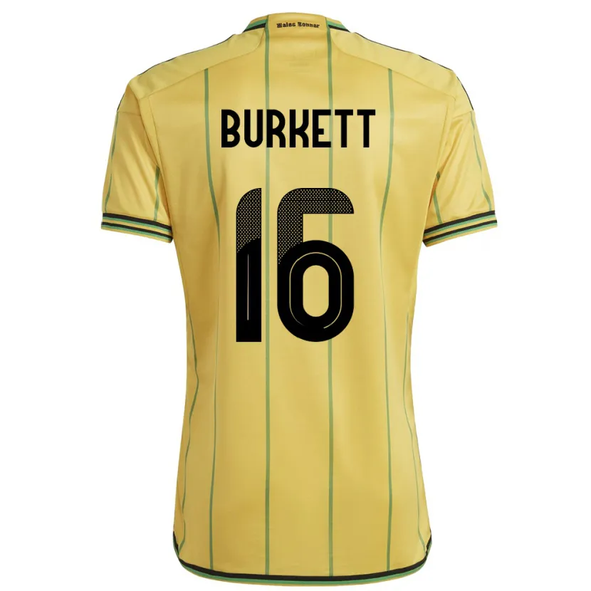 Danxen Mann Jamaica Brian Burkett #16 Gul Hjemmetrøye Drakt Trøye 24-26 Skjorter T-Skjorte