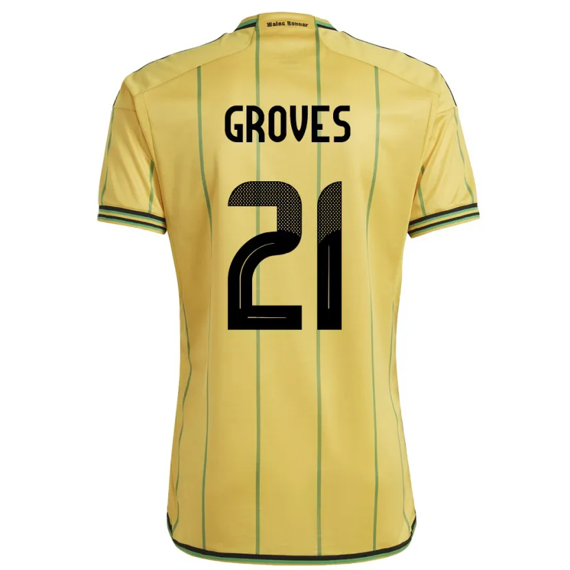 Danxen Mann Jamaica Isreala Groves #21 Gul Hjemmetrøye Drakt Trøye 24-26 Skjorter T-Skjorte