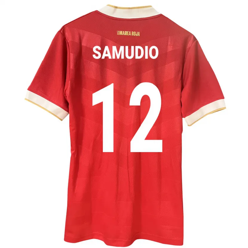 Danxen Mann Panama César Samudio #12 Rød Hjemmetrøye Drakt Trøye 24-26 Skjorter T-Skjorte
