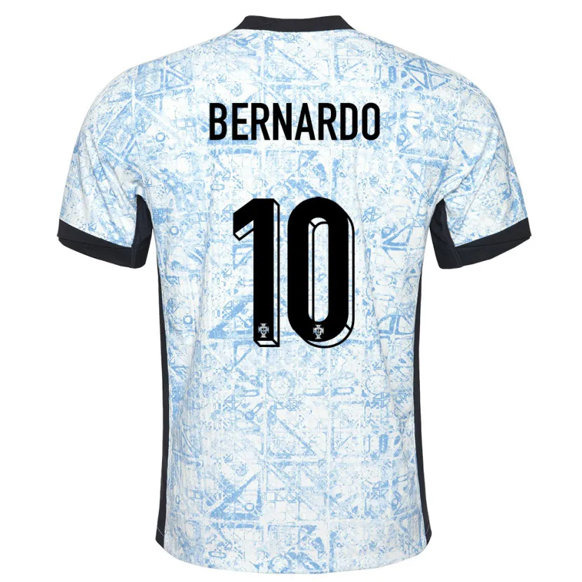 Danxen Mann Portugal Bernardo Silva #10 Kremblå Bortetrøye Drakt Trøye 24-26 Skjorter T-Skjorte