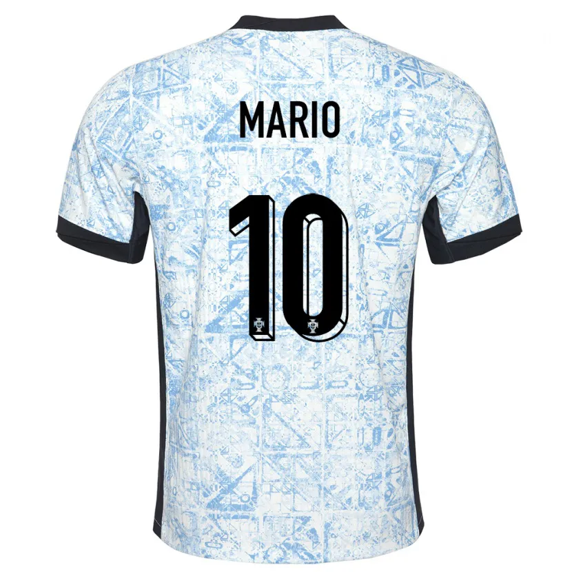 Danxen Mann Portugal Joao Mario #10 Kremblå Bortetrøye Drakt Trøye 24-26 Skjorter T-Skjorte