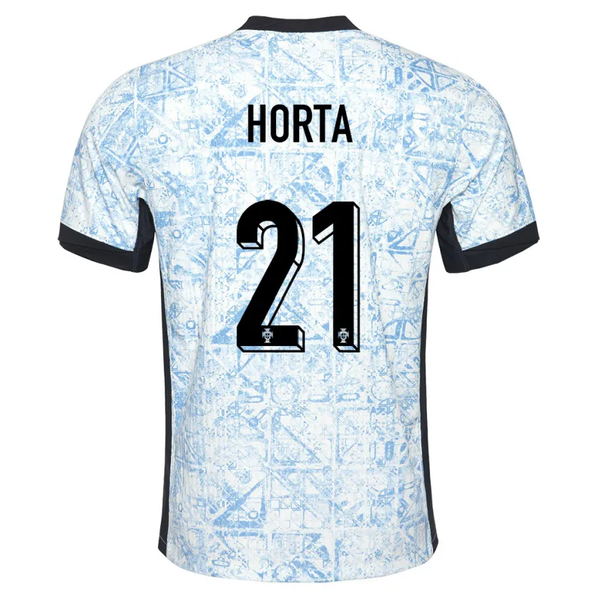 Danxen Mann Portugal Ricardo Horta #21 Kremblå Bortetrøye Drakt Trøye 24-26 Skjorter T-Skjorte