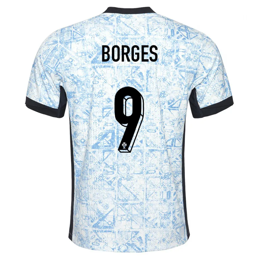Danxen Mann Portugal Ana Borges #9 Kremblå Bortetrøye Drakt Trøye 24-26 Skjorter T-Skjorte