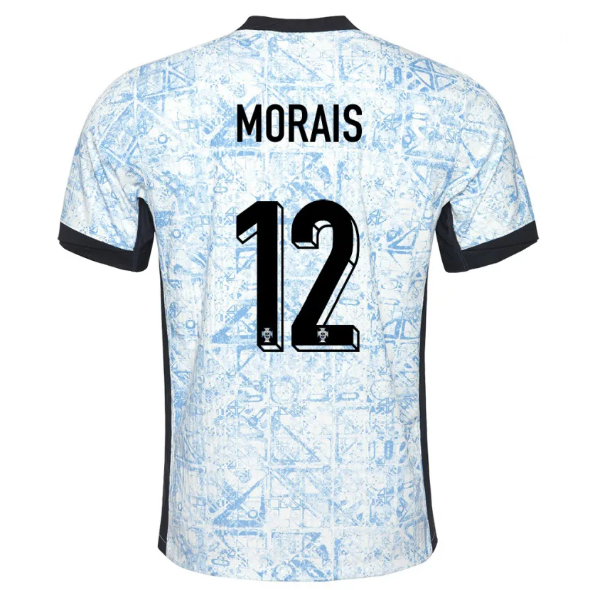 Danxen Mann Portugal Patricia Morais #12 Kremblå Bortetrøye Drakt Trøye 24-26 Skjorter T-Skjorte