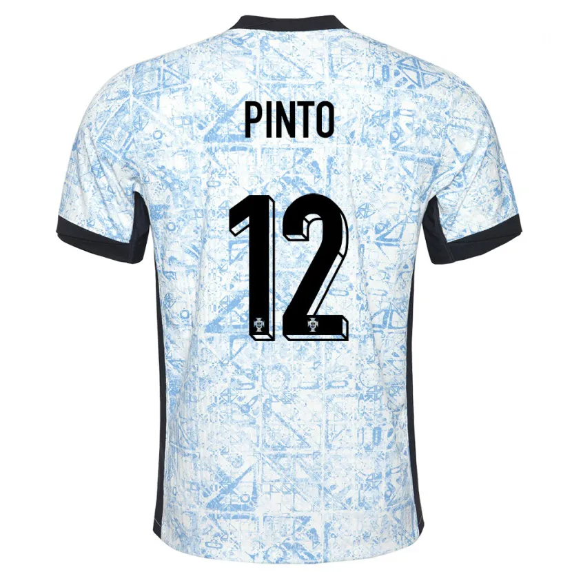 Danxen Mann Portugal Diogo Pinto #12 Kremblå Bortetrøye Drakt Trøye 24-26 Skjorter T-Skjorte