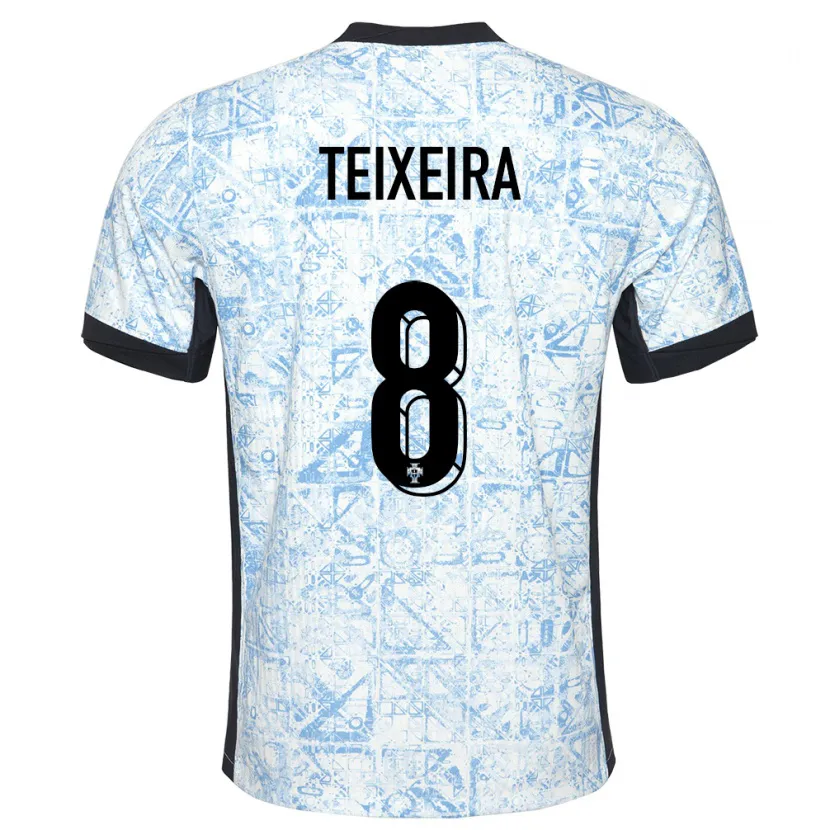 Danxen Mann Portugal Joao Teixeira #8 Kremblå Bortetrøye Drakt Trøye 24-26 Skjorter T-Skjorte