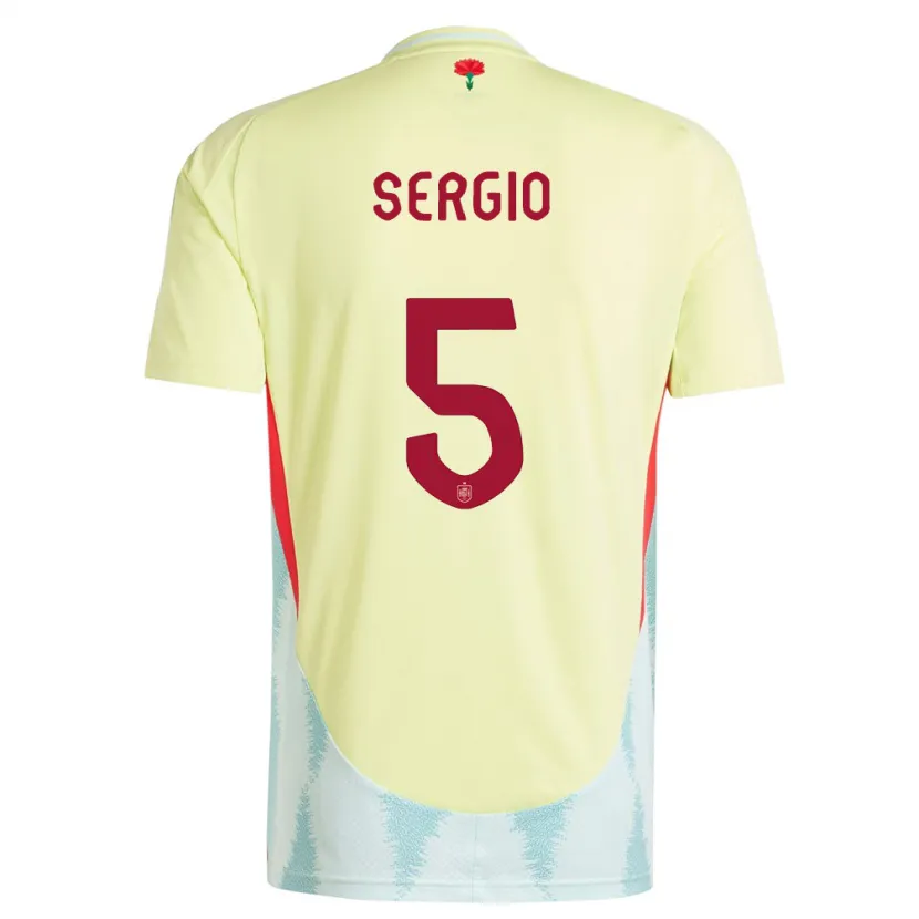 Danxen Mann Spania Sergio Busquets #5 Gul Bortetrøye Drakt Trøye 24-26 Skjorter T-Skjorte