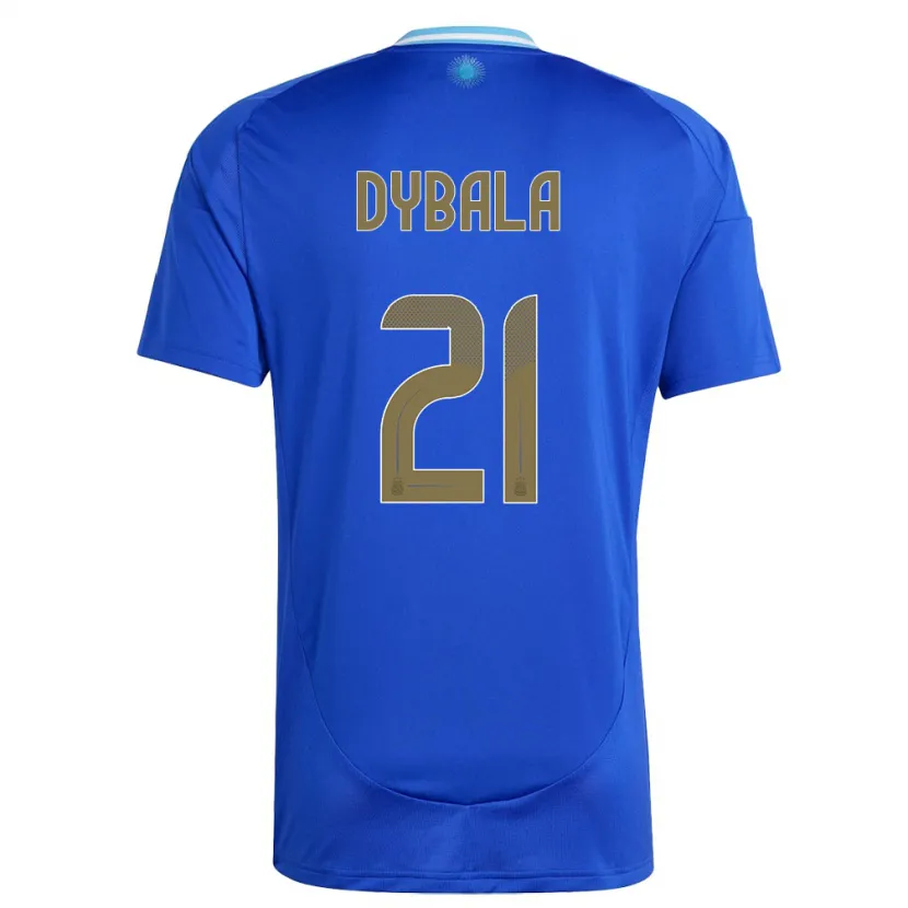 Danxen Mann Argentina Paulo Dybala #21 Blå Bortetrøye Drakt Trøye 24-26 Skjorter T-Skjorte
