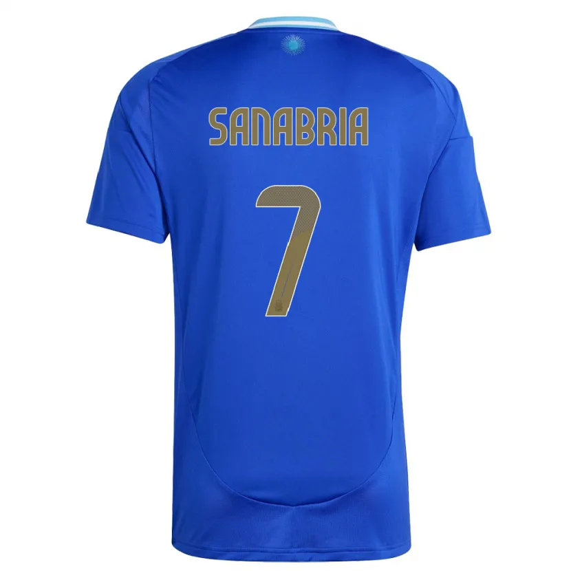 Danxen Mann Argentina Mateo Sanabria #7 Blå Bortetrøye Drakt Trøye 24-26 Skjorter T-Skjorte