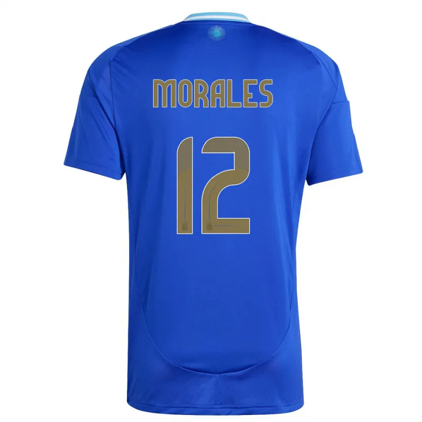 Danxen Mann Argentina Lautaro Morales #12 Blå Bortetrøye Drakt Trøye 24-26 Skjorter T-Skjorte