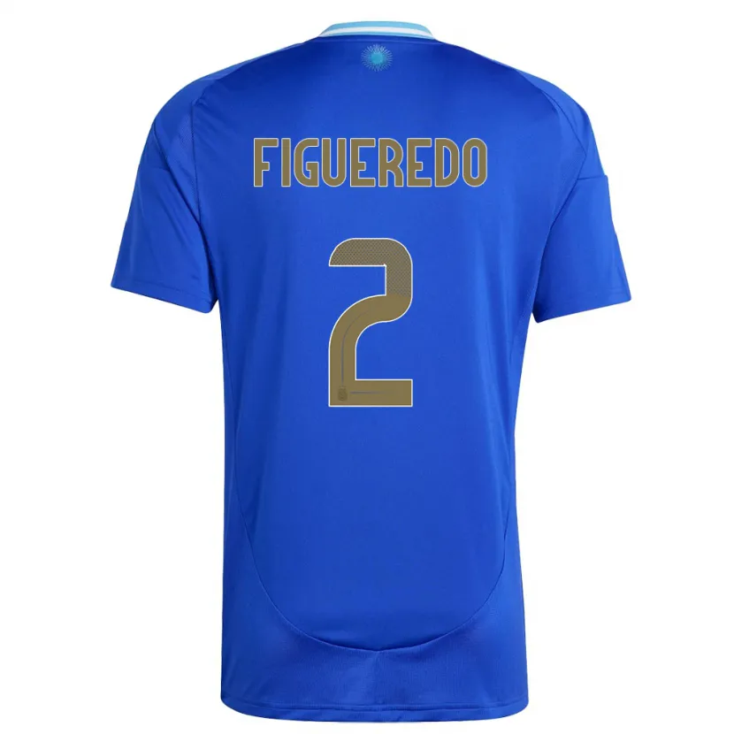 Danxen Mann Argentina Leandro Figueredo #2 Blå Bortetrøye Drakt Trøye 24-26 Skjorter T-Skjorte