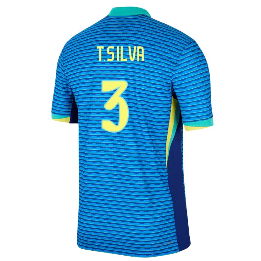 Danxen Mann Brasil Thiago Silva #3 Blå Bortetrøye Drakt Trøye 24-26 Skjorter T-Skjorte