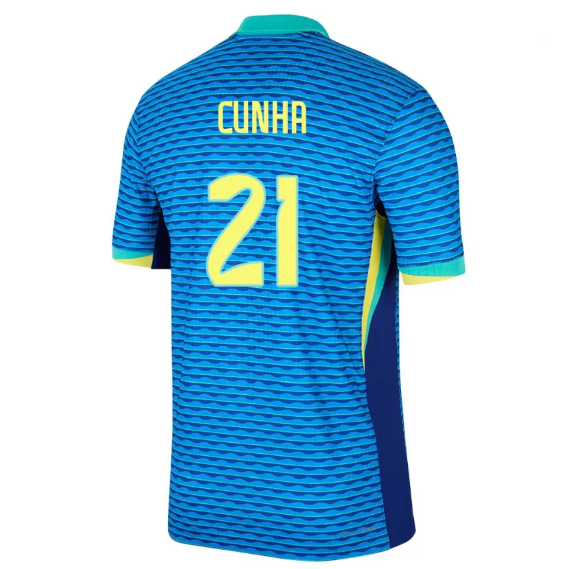 Danxen Mann Brasil Matheus Cunha #21 Blå Bortetrøye Drakt Trøye 24-26 Skjorter T-Skjorte