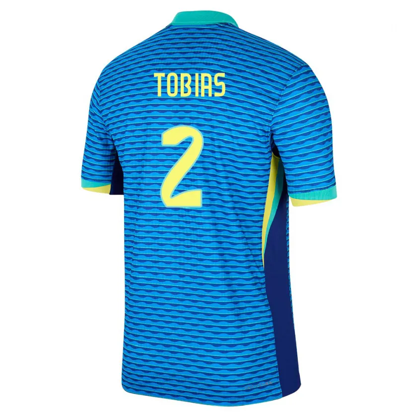 Danxen Mann Brasil Vinicius Tobias #2 Blå Bortetrøye Drakt Trøye 24-26 Skjorter T-Skjorte