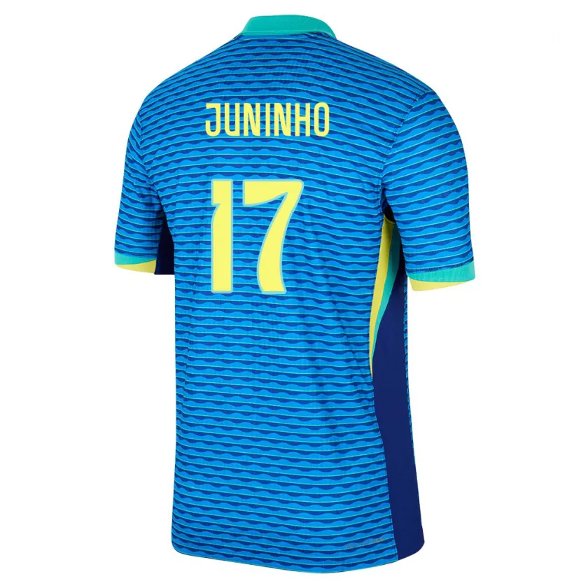 Danxen Mann Brasil Juninho #17 Blå Bortetrøye Drakt Trøye 24-26 Skjorter T-Skjorte