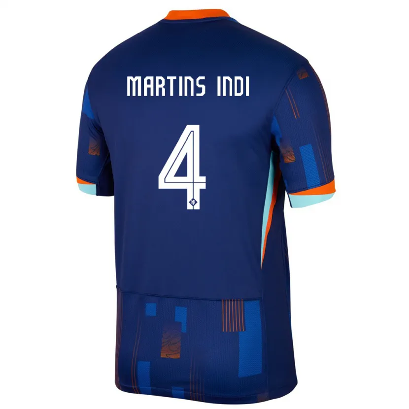 Danxen Mann Nederland Bruno Martins Indi #4 Blå Bortetrøye Drakt Trøye 24-26 Skjorter T-Skjorte