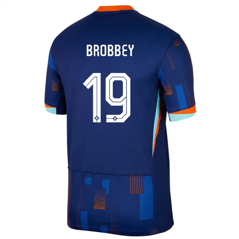 Danxen Mann Nederland Brian Brobbey #19 Blå Bortetrøye Drakt Trøye 24-26 Skjorter T-Skjorte