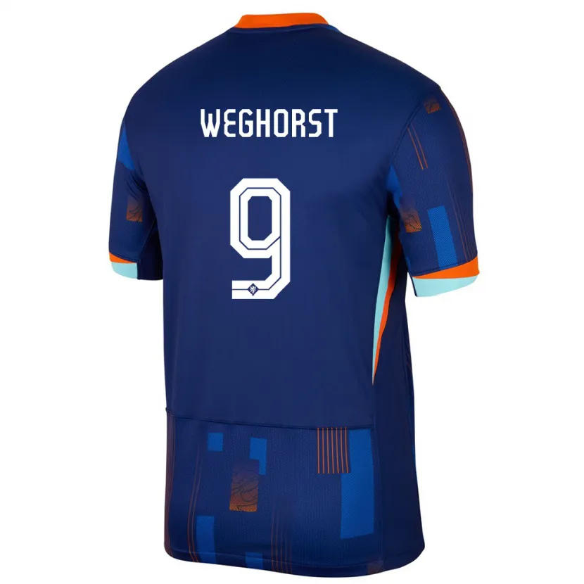 Danxen Mann Nederland Wout Weghorst #9 Blå Bortetrøye Drakt Trøye 24-26 Skjorter T-Skjorte