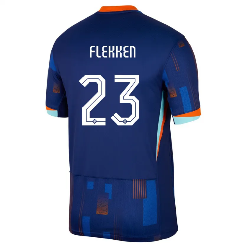 Danxen Mann Nederland Mark Flekken #23 Blå Bortetrøye Drakt Trøye 24-26 Skjorter T-Skjorte