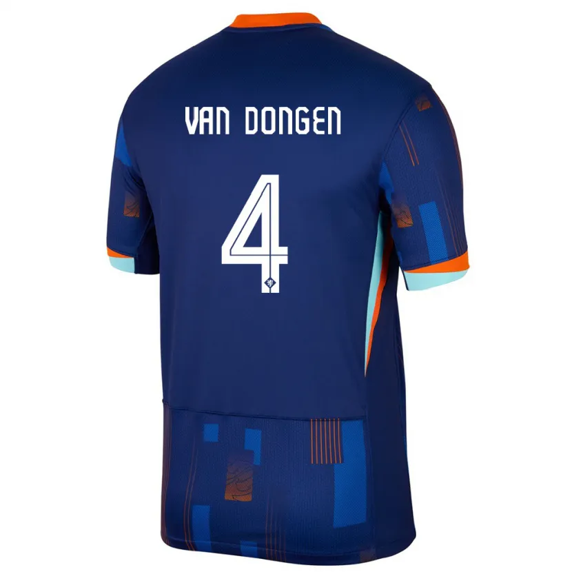 Danxen Mann Nederland Merel Van Dongen #4 Blå Bortetrøye Drakt Trøye 24-26 Skjorter T-Skjorte