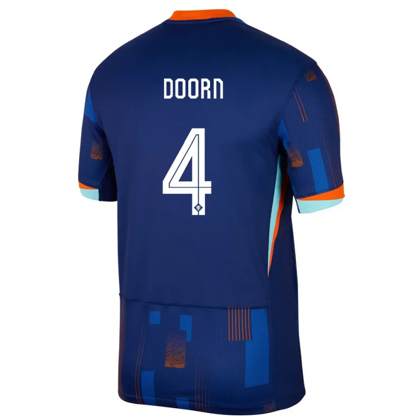 Danxen Mann Nederland Lisa Doorn #4 Blå Bortetrøye Drakt Trøye 24-26 Skjorter T-Skjorte