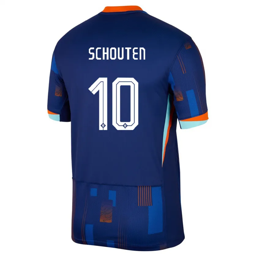 Danxen Mann Nederland Lewis Schouten #10 Blå Bortetrøye Drakt Trøye 24-26 Skjorter T-Skjorte