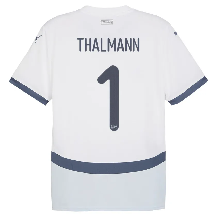 Danxen Mann Sveits Gaelle Thalmann #1 Hvit Bortetrøye Drakt Trøye 24-26 Skjorter T-Skjorte