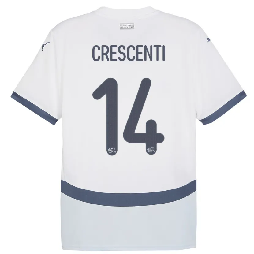 Danxen Mann Sveits Federico Crescenti #14 Hvit Bortetrøye Drakt Trøye 24-26 Skjorter T-Skjorte