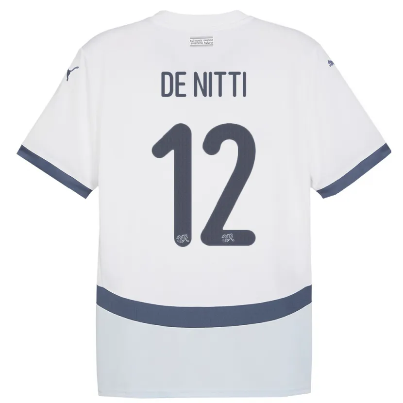 Danxen Mann Sveits Gianni De Nitti #12 Hvit Bortetrøye Drakt Trøye 24-26 Skjorter T-Skjorte