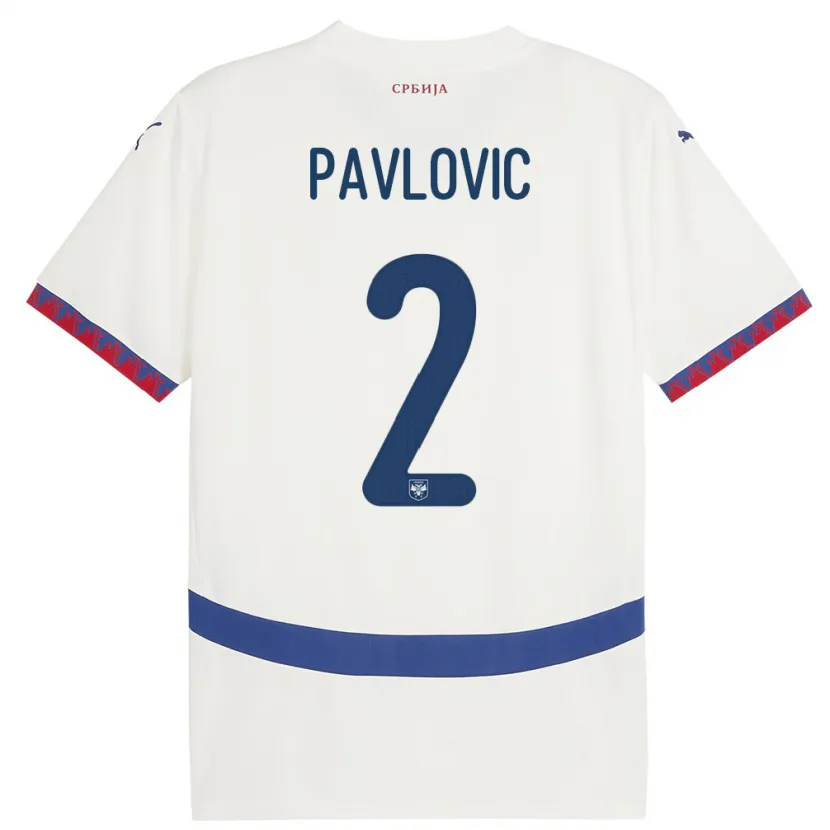 Danxen Mann Serbia Strahinja Pavlovic #2 Hvit Bortetrøye Drakt Trøye 24-26 Skjorter T-Skjorte