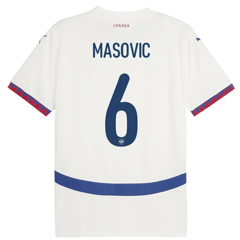 Danxen Mann Serbia Erhan Masovic #6 Hvit Bortetrøye Drakt Trøye 24-26 Skjorter T-Skjorte