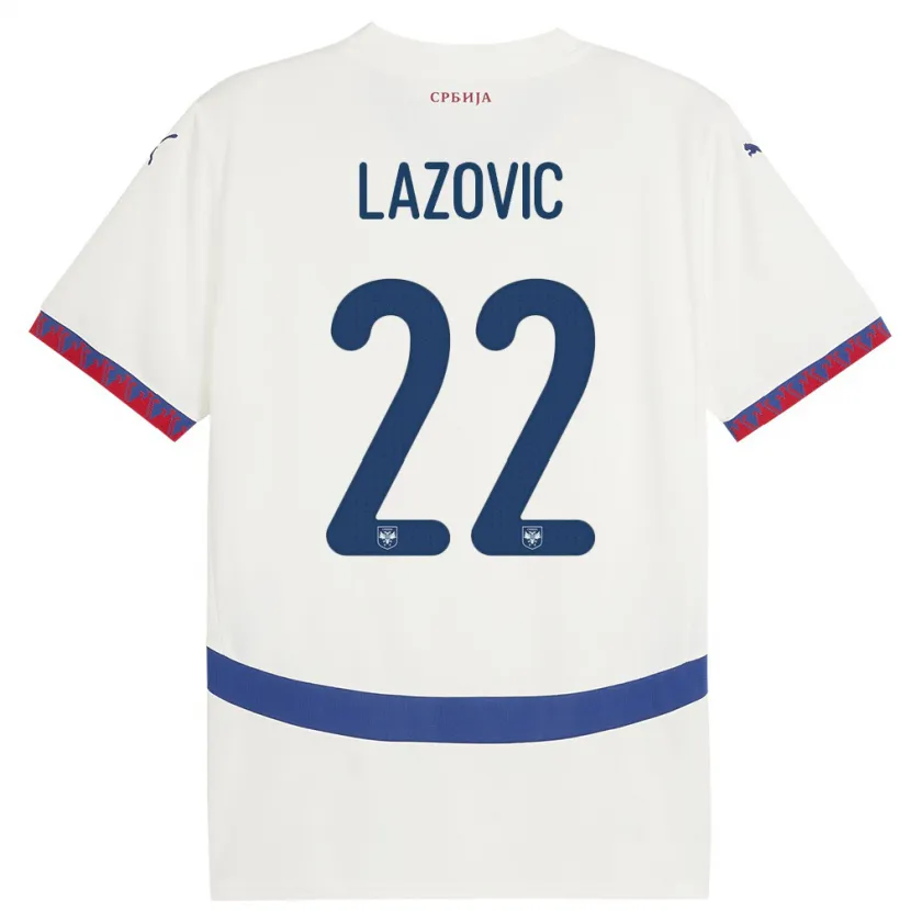 Danxen Mann Serbia Darko Lazovic #22 Hvit Bortetrøye Drakt Trøye 24-26 Skjorter T-Skjorte