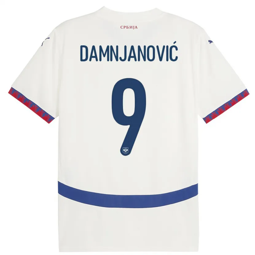 Danxen Mann Serbia Jovana Damnjanovic #9 Hvit Bortetrøye Drakt Trøye 24-26 Skjorter T-Skjorte