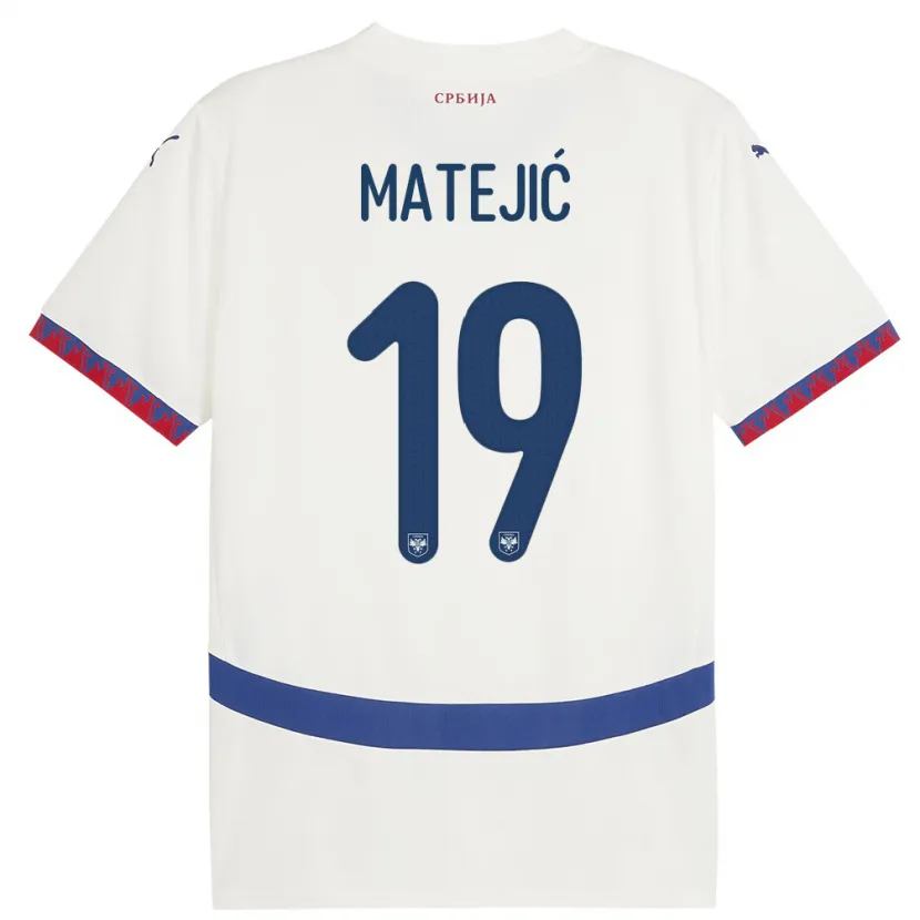 Danxen Mann Serbia Nina Matejic #19 Hvit Bortetrøye Drakt Trøye 24-26 Skjorter T-Skjorte