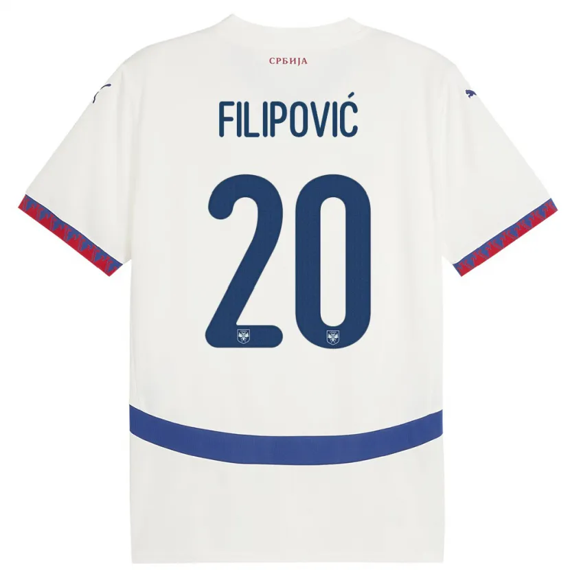 Danxen Mann Serbia Tijana Filipovic #20 Hvit Bortetrøye Drakt Trøye 24-26 Skjorter T-Skjorte