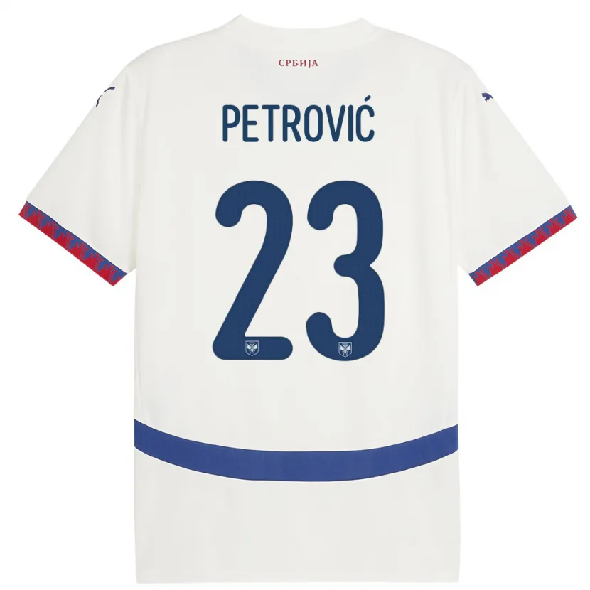 Danxen Mann Serbia Jovana Petrovic #23 Hvit Bortetrøye Drakt Trøye 24-26 Skjorter T-Skjorte
