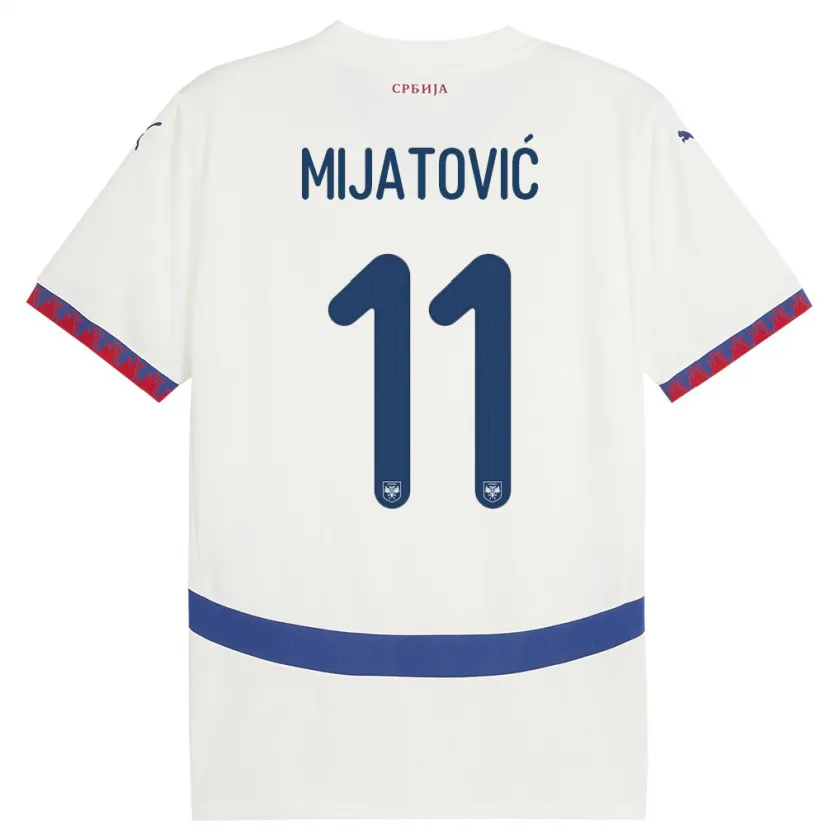 Danxen Mann Serbia Jovan Mijatovic #11 Hvit Bortetrøye Drakt Trøye 24-26 Skjorter T-Skjorte