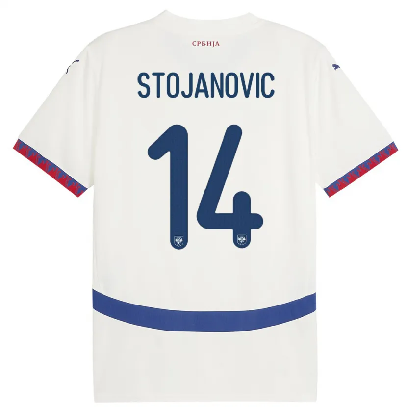 Danxen Mann Serbia Matija Stojanovic #14 Hvit Bortetrøye Drakt Trøye 24-26 Skjorter T-Skjorte